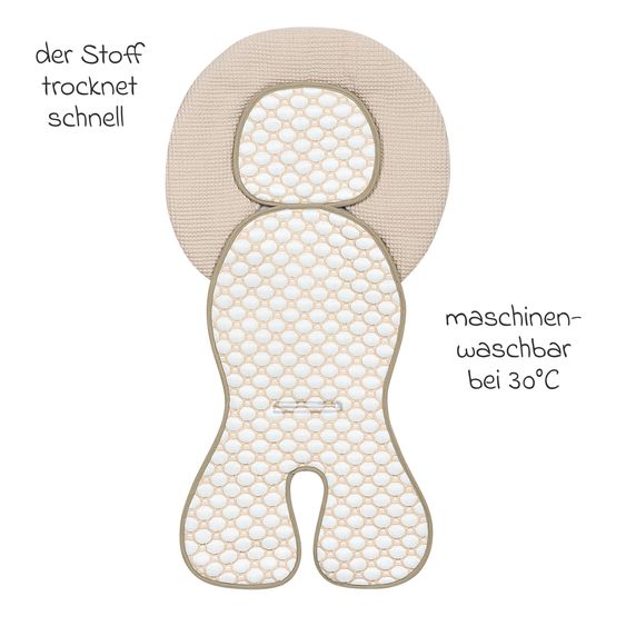 Odenwälder Infant car seat pad with iceberg 4D fabric - cooling for a comfortable seat - sand