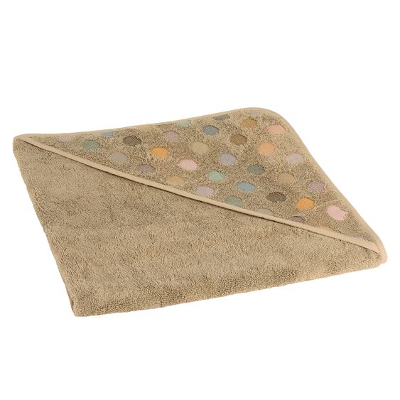 Odenwälder Hooded bath towel Jaquard 80 x 80 cm - Dots - Brown