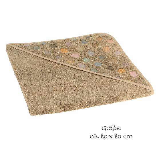 Odenwälder Hooded bath towel Jaquard 80 x 80 cm - Dots - Brown