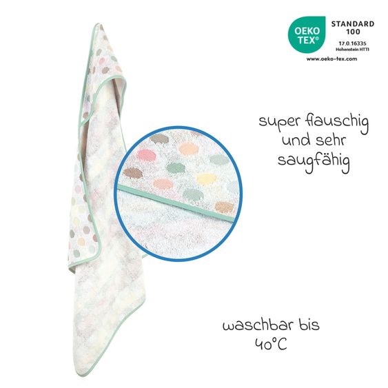 Odenwälder Hooded bath towel Jaquard 80 x 80 cm - Dots - Colorful