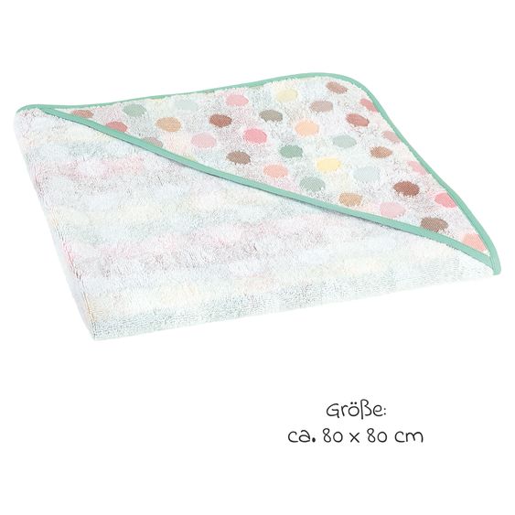 Odenwälder Hooded bath towel Jaquard 80 x 80 cm - Dots - Colorful