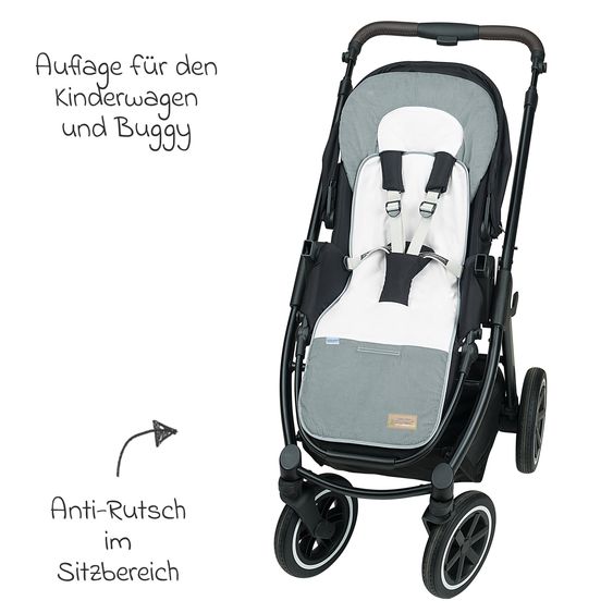 Odenwälder Cuscino per carrozzina Babycool per una seduta confortevole - Cool Cord - Grigio chiaro