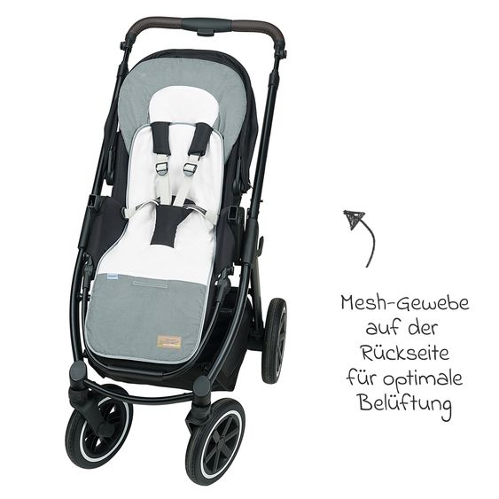 Odenwälder Cuscino per carrozzina Babycool per una seduta confortevole - Cool Cord - Grigio chiaro