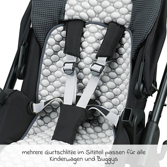 Odenwälder Stroller pad with iceberg-4D fabric - cooling for a comfortable sitting experience - Grey