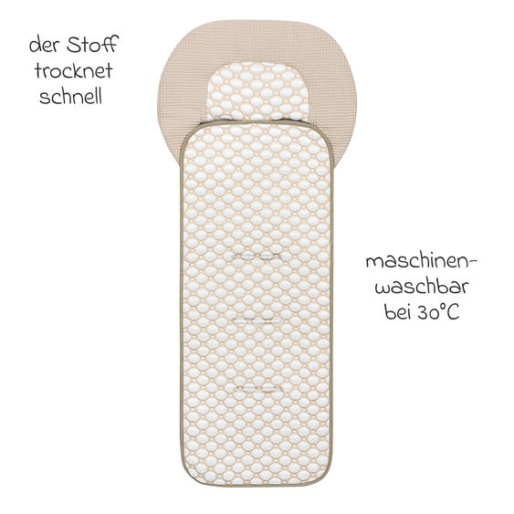 Odenwälder Stroller pad with iceberg 4D fabric - cooling for a comfortable sitting experience - sand