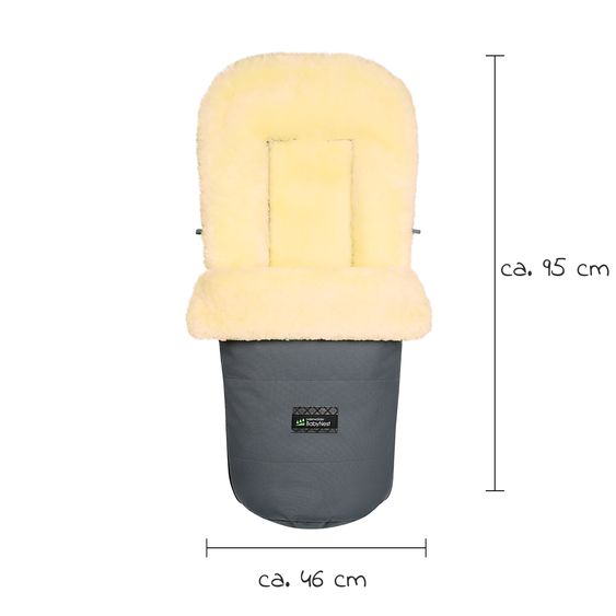 Odenwälder Lammfell-Fußsack Leon Plus für Kinderwagen, Sportwagen & Buggy - Anthrazit