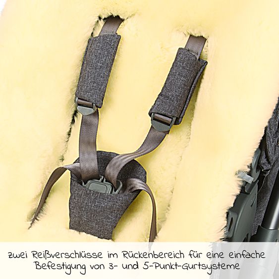 Odenwälder Lammfell-Fußsack Leon Plus für Kinderwagen, Sportwagen & Buggy - Anthrazit