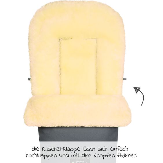 Odenwälder Lammfell-Fußsack Leon Plus für Kinderwagen, Sportwagen & Buggy - Anthrazit