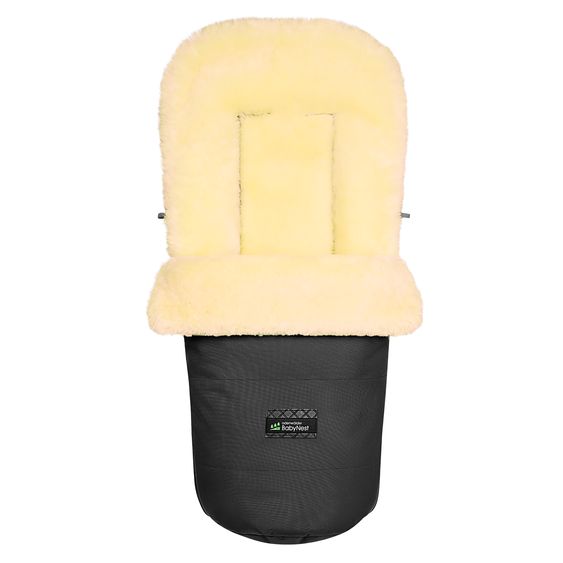 Odenwälder Lammfell-Fußsack Leon Plus für Kinderwagen, Sportwagen & Buggy - Black