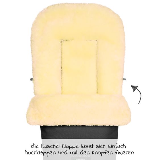 Odenwälder Lammfell-Fußsack Leon Plus für Kinderwagen, Sportwagen & Buggy - Black