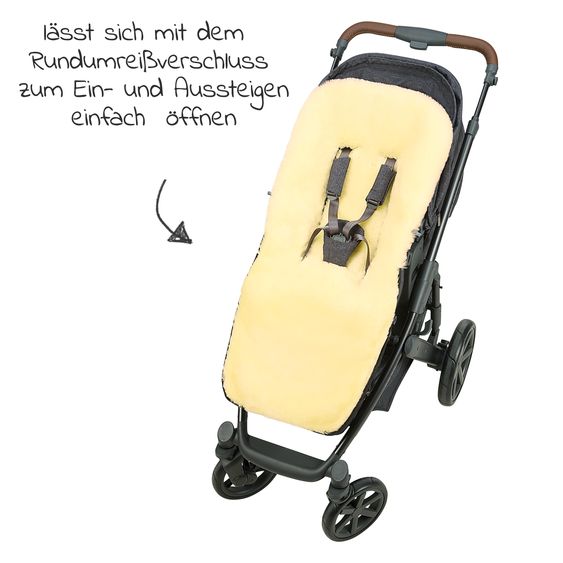 Odenwälder Lammfell-Fußsack Leon Plus für Kinderwagen, Sportwagen & Buggy - Black
