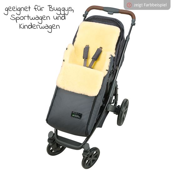 Odenwälder Lammfell-Fußsack Paul für Kinderwagen, Sportwagen & Buggy - Stone