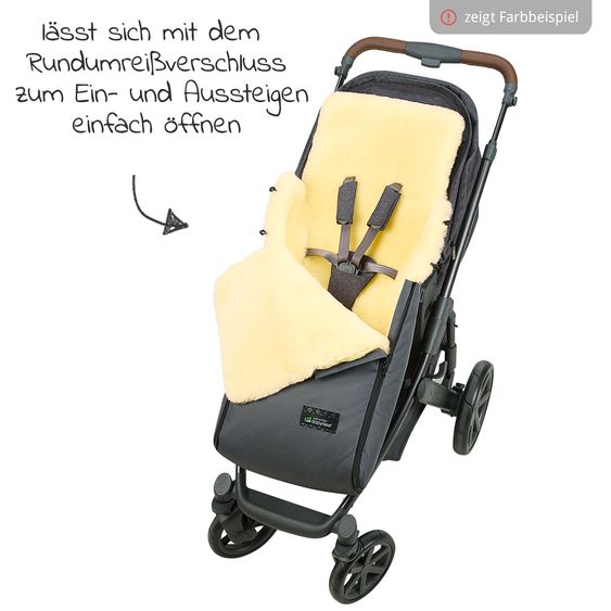 Odenwälder Lammfell-Fußsack Paul für Kinderwagen, Sportwagen & Buggy - Stone