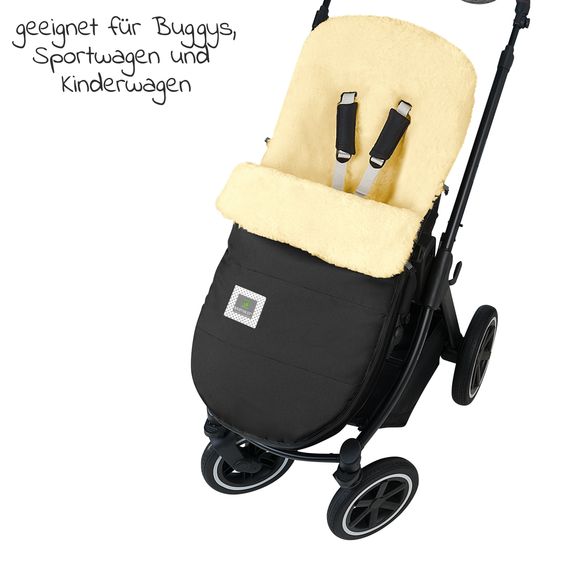 Odenwälder Lammfell-Fußsack Tomy-cs für Kinderwagen, Sportwagen & Buggy - Black