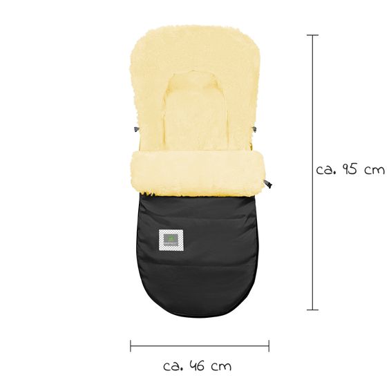 Odenwälder Lammfell-Fußsack Tomy-cs für Kinderwagen, Sportwagen & Buggy - Black