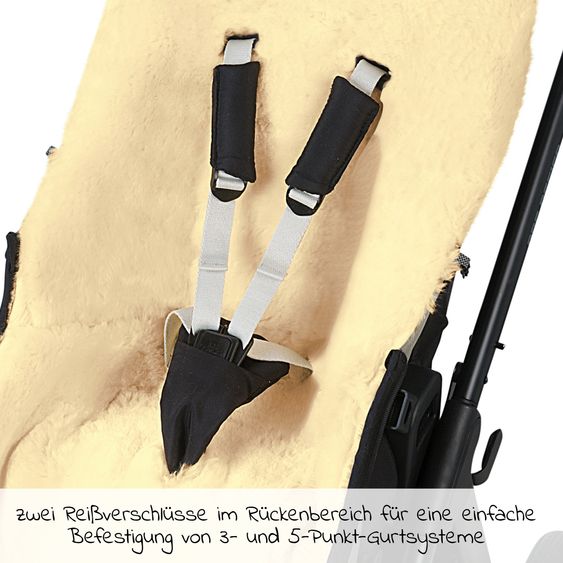 Odenwälder Lammfell-Fußsack Tomy-cs für Kinderwagen, Sportwagen & Buggy - Black