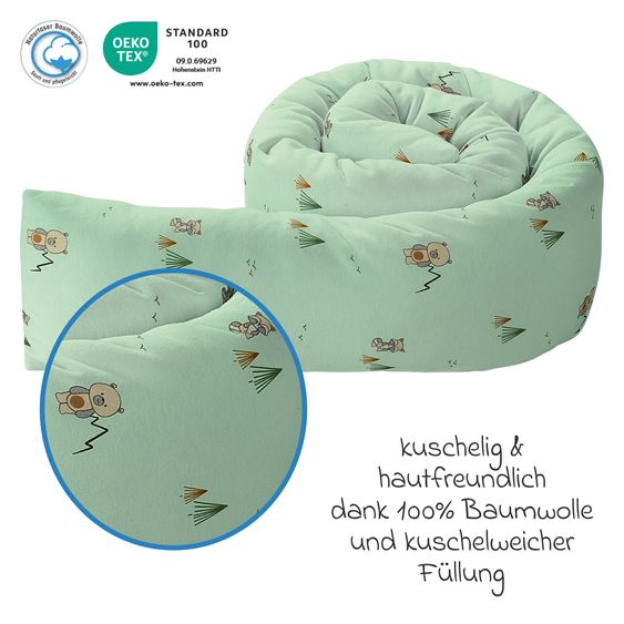 Odenwälder Nestchen-Rolle Jersey schützt im Kinderbett und im Laufgitter 165 cm - TwoFriends - Greenery