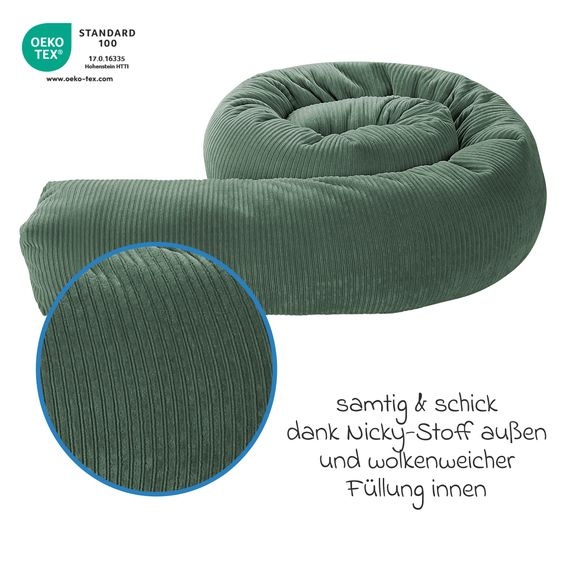 Odenwälder Nestchen-Rolle Nicky schützt im Kinderbett und im Laufgitter 180 cm - Eucalyptus