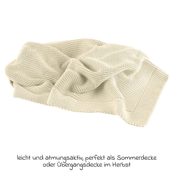 Odenwälder Knitted cuddly blanket light and breathable perfect for summer 70 x 100 - nature