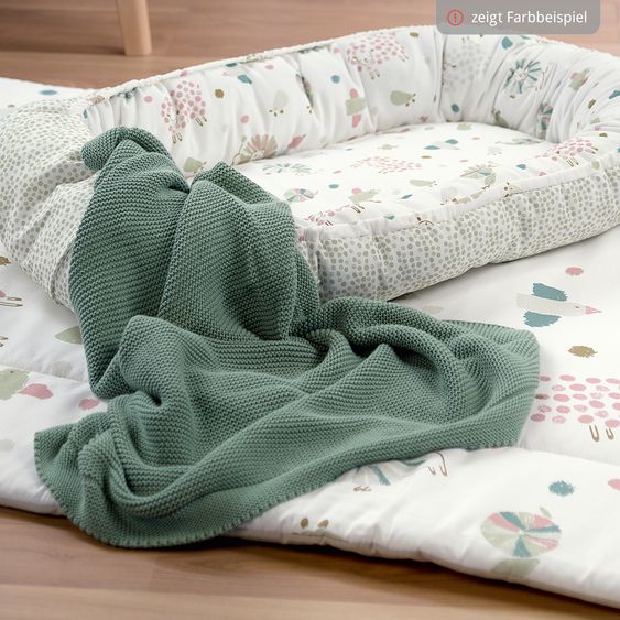 Odenwälder Knitted cuddly blanket light and breathable perfect for summer 70 x 100 - nature