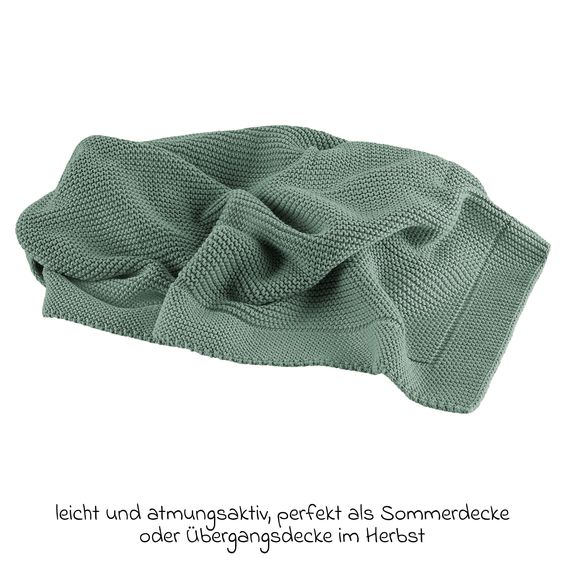 Odenwälder Lightweight and breathable knitted blanket perfect for summer 80 x 100 cm - Eucalyptus