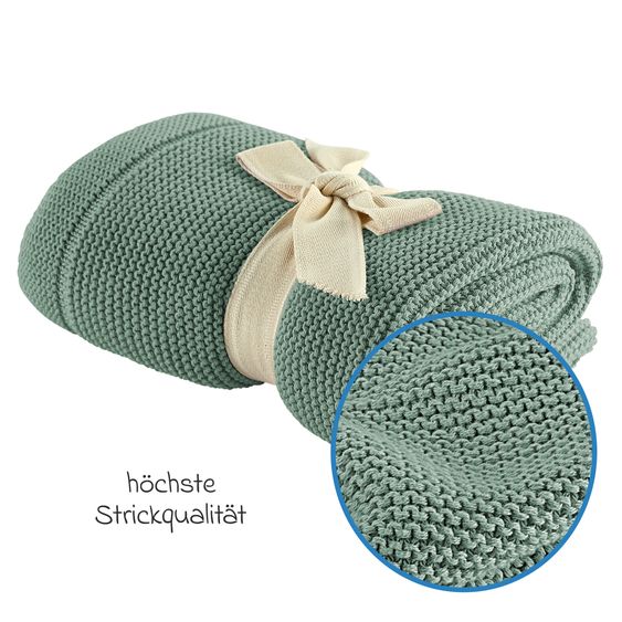 Odenwälder Lightweight and breathable knitted blanket perfect for summer 80 x 100 cm - Eucalyptus