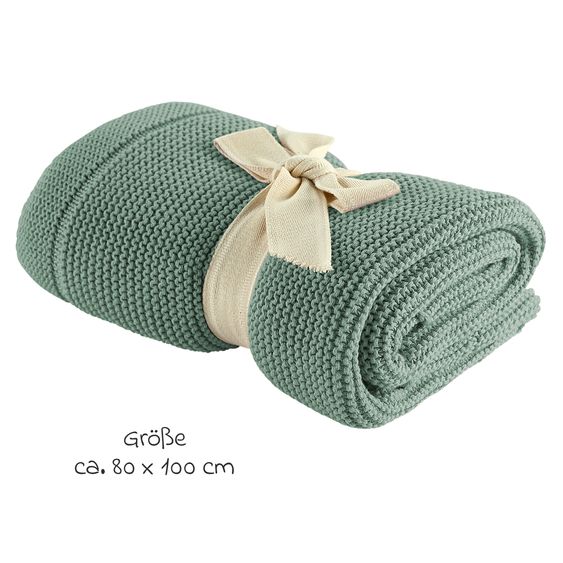 Odenwälder Lightweight and breathable knitted blanket perfect for summer 80 x 100 cm - Eucalyptus