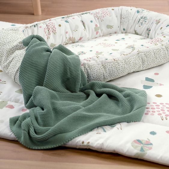 Odenwälder Lightweight and breathable knitted blanket perfect for summer 80 x 100 cm - Eucalyptus