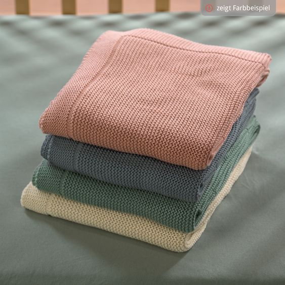 Odenwälder Lightweight and breathable knitted blanket perfect for summer 80 x 100 cm - Eucalyptus