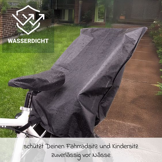 OK Baby Kinderfahrradsitz 10+ von 9 Monate bis 22 kg mit Sitzpolsterung, Bein- u. Fußschutz, verstellbare Rückenlehne inkl. Befestigung & Regenschutz - Schwarz Grau