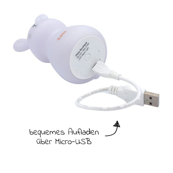 Olala Boutique Nachtlicht Micro-USB - Häschen - Weiß