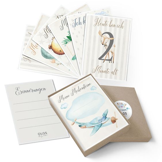 OLGS Babyartikel Baby-Meilensteinkarten - Junge