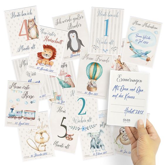 OLGS Babyartikel Baby-Meilensteinkarten - Junge