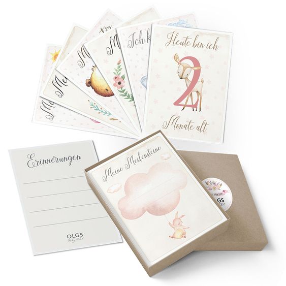 OLGS Babyartikel Baby-Meilensteinkarten - Mädchen