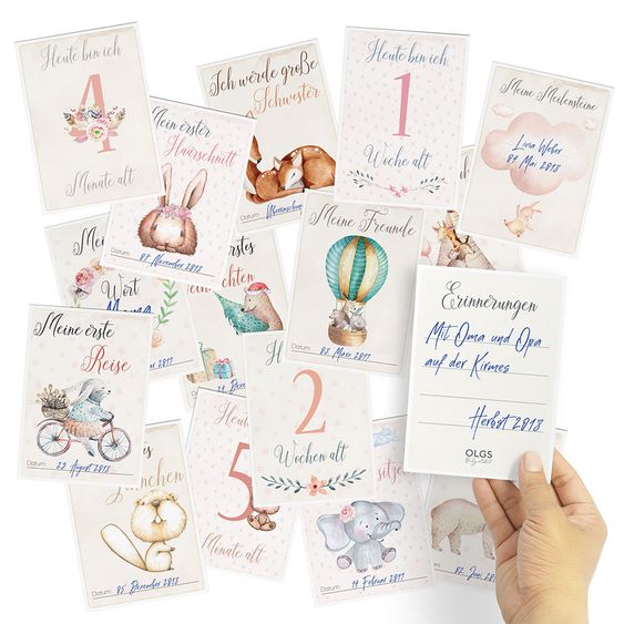OLGS Babyartikel Baby-Meilensteinkarten - Mädchen