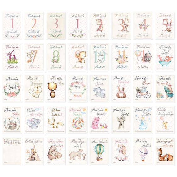 OLGS Babyartikel Baby-Meilensteinkarten - Mädchen