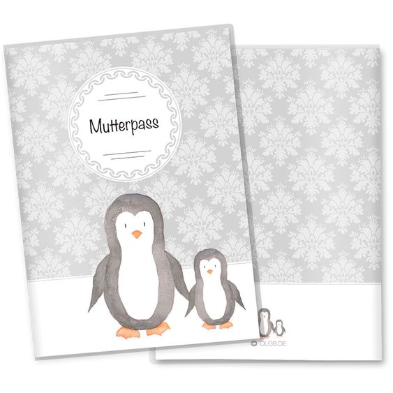 OLGS Babyartikel Mutterpasshülle Black & White - Pinguin