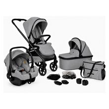 3in1 Combi Stroller Set Comet incl. carrycot, infant car seat, adapter, rain cover, mosquito net & changing bag - Iron