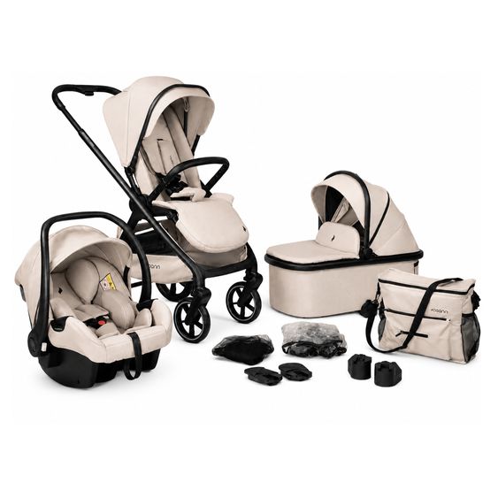 Osann 3in1 Combi Stroller Set Comet incl. carrycot, infant car seat, adapter, rain cover, mosquito net & changing bag - Wheat