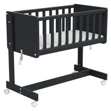 Beistell- und Multifunktionsbett 5in1 mit Rollen inkl. Matratze - Bett, Sitzbank, Stubenwagen, Schreibtisch & Spielzeugtruhe in einem - Graphit