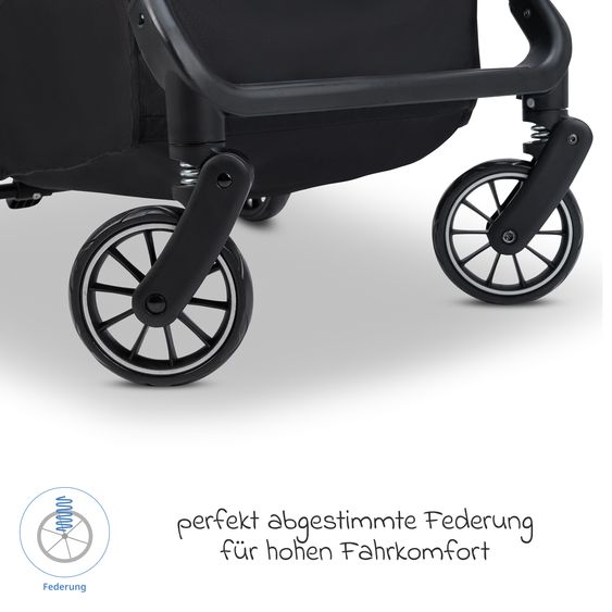 Osann Buggy & Pushchair Vegas up to 22 kg with Auto-Fold function, reclining position incl. cupholder - Carbon