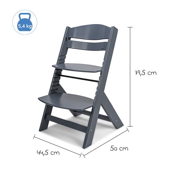 Osann Highchair Jill with safety bar, crotch strap and 3-point harness incl. cushion set cream - gray