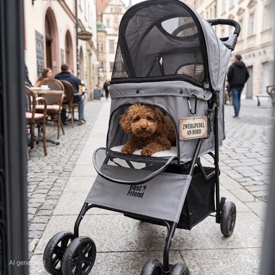 Osann Hundebuggy bis 15 kg belastbar auch für Katzen & andere kleine Haustiere - My Friend - Grau