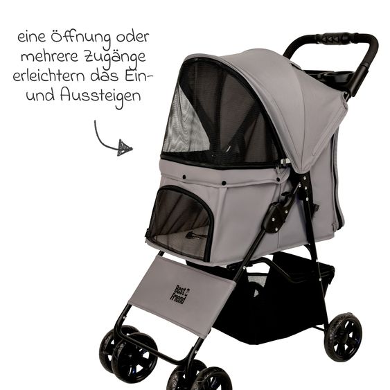 Osann Hundebuggy bis 15 kg belastbar auch für Katzen & andere kleine Haustiere - My Friend - Grau