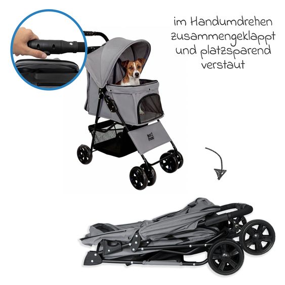 Osann Hundebuggy bis 15 kg belastbar auch für Katzen & andere kleine Haustiere - My Friend - Grau