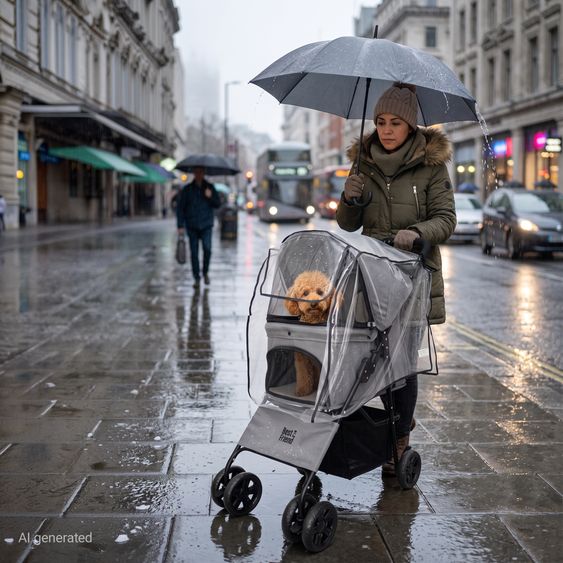 Osann Hundebuggy mit Regenschutz bis 15 kg belastbar auch für Katzen & andere kleine Haustiere - My Friend - Grau