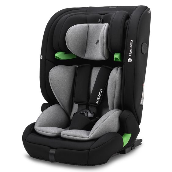 Osann Flux Isofix i-Size child car seat from 9 months - 12 years (76 cm - 150 cm) with Isofix & Top-Tether - Grey Melange