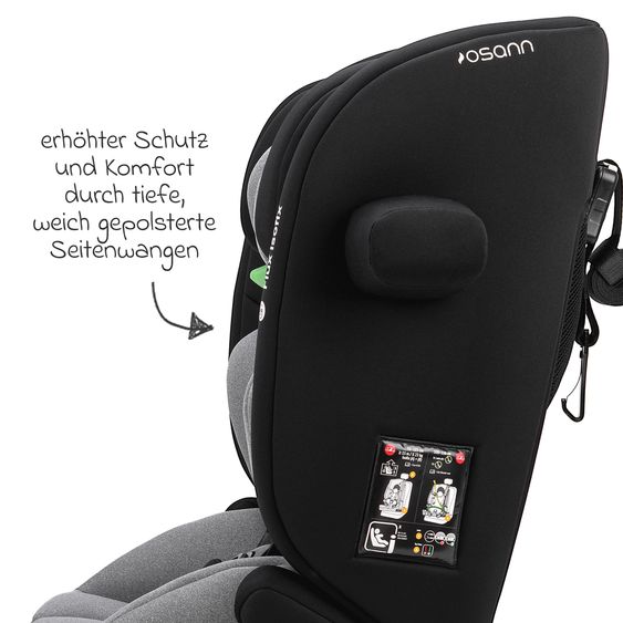 Osann Flux Isofix i-Size child car seat from 9 months - 12 years (76 cm - 150 cm) with Isofix & Top-Tether - Grey Melange