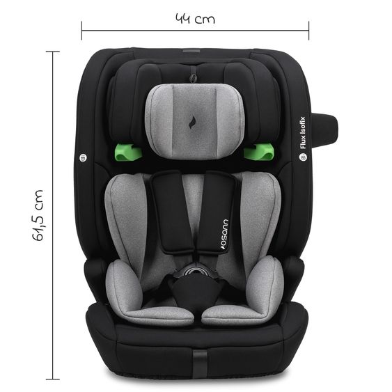 Osann Flux Isofix i-Size child car seat from 9 months - 12 years (76 cm - 150 cm) with Isofix & Top-Tether - Grey Melange