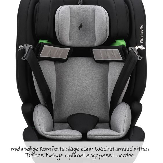 Osann Flux Isofix i-Size child car seat from 9 months - 12 years (76 cm - 150 cm) with Isofix & Top-Tether - Grey Melange